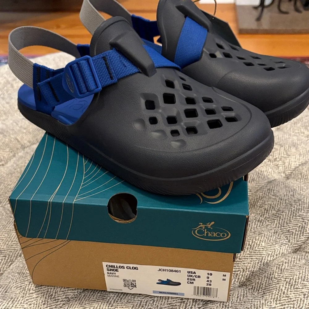 Chaco Chillos Clog navy marine sandals size 10